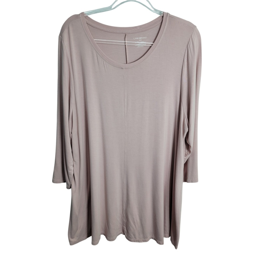 Lane Bryant Womens 18/20 Tunic Top Rose Pink 3/4 Sleeve Scoop Neck Soft Stretch